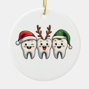 Décoration En Céramique Dentiste Noël Dental Père Noël Floss Xmas Tree