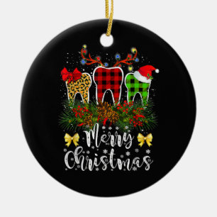 Décoration En Céramique Dentiste Noël drôle Léopard Plaid Toths Denta