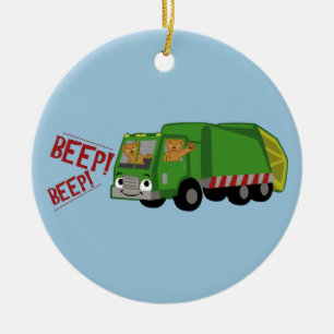 Décoration En Céramique Des ours conduisant un camion d'ordures