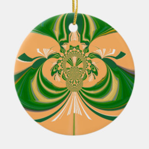Décoration En Céramique Design vert jaune.