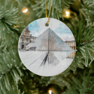 Décoration En Céramique Dessin aquarelle du Louvre Paris, France