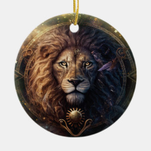 Décoration En Céramique Dessin aquarelle Signe du zodiaque Lion