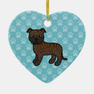 Décoration En Céramique Dessin de chien Staffordshire Bull Terrier bringé