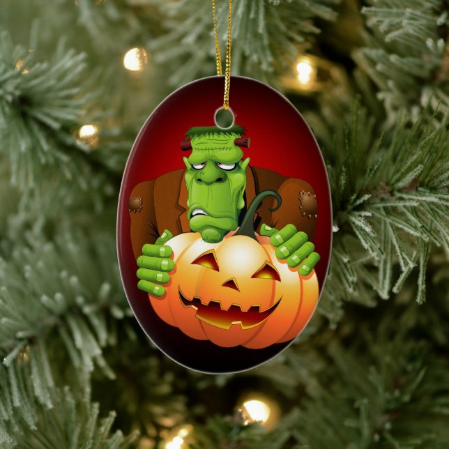 Décoration En Céramique Dessin de Frankenstein Monster avec Citrouille (Arbre)