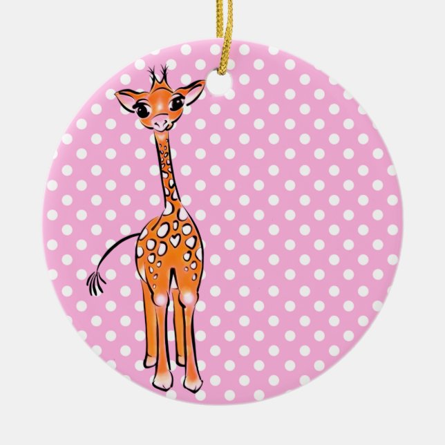Décoration En Céramique Dessin de girafe, animal safari, pois (Devant)