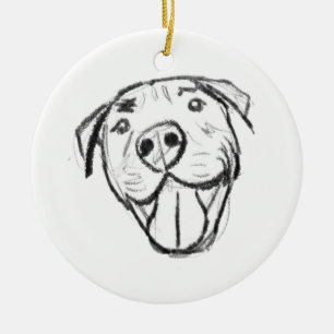 Décoration En Céramique dessin pitbull simple amoureux des chiens noir bla