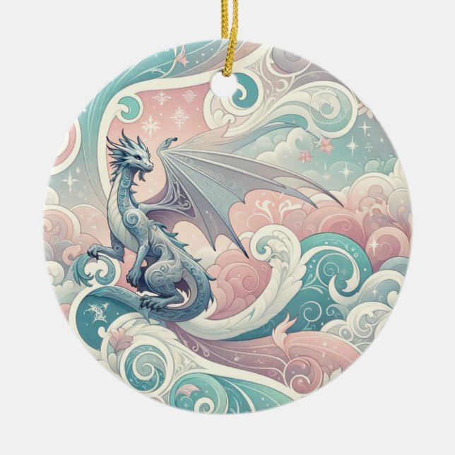 Décoration En Céramique Dessins lunaires : Imaginaire Pastel Dragon (Devant)
