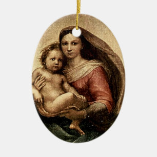 Décoration En Céramique Détail de la "Vierge Sixtine" de Raphael (vers 151