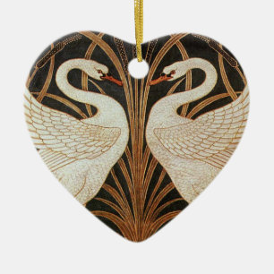 Décoration En Céramique Deux cygnes par l'illustration de cru de grue de