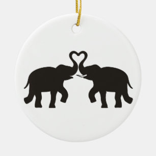 Décoration En Céramique Deux éléphants aiment les silhouettes