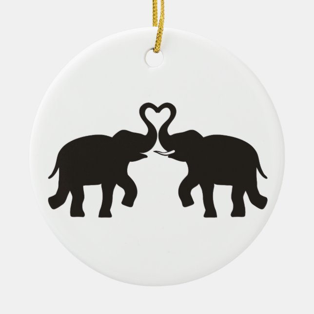 Décoration En Céramique Deux éléphants aiment les silhouettes (Devant)