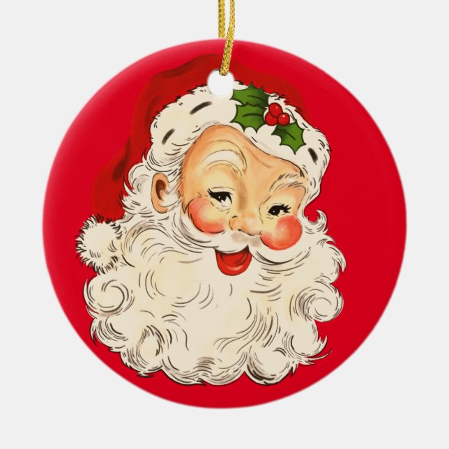 Décoration En Céramique Deux père Noël visage souriant (Devant)