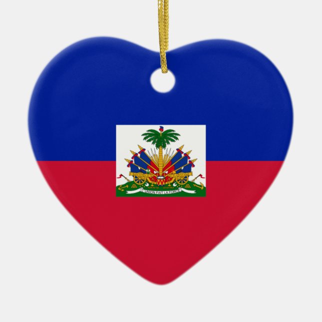 Décoration En Céramique d'Haïti de Drapeau - drapeau du Haïti (Devant)