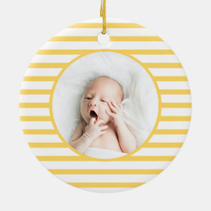Décoration En Céramique Dino bébé vert   Première bande jaune de Noël