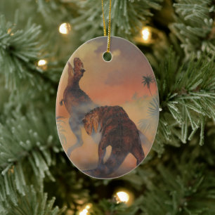 Décoration En Céramique Dinosaures vintages, Carnotaurus rugissant dans la