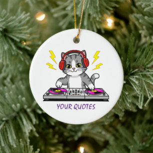 Décoration En Céramique DJ Cat Cartoon – Illustration d'un amateur de musi