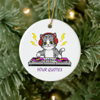 Décoration En Céramique DJ Cat Cartoon – Illustration d'un amateur de musi