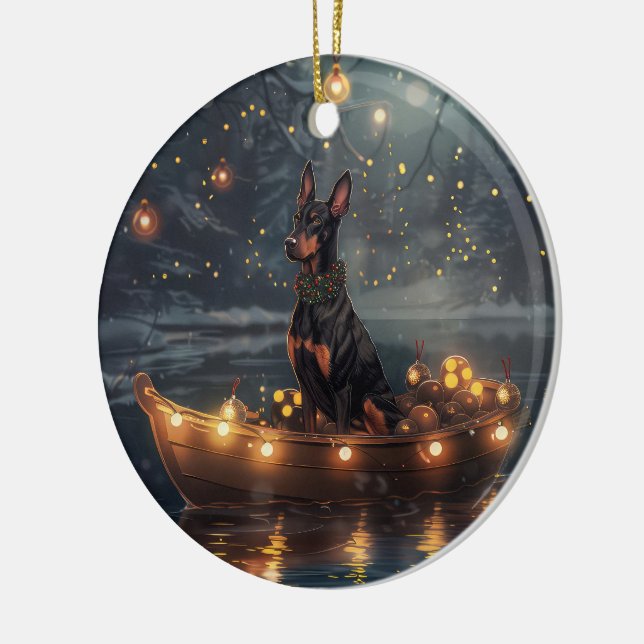 Décoration En Céramique Doberman Christmas Festive Voyage (Gauche)