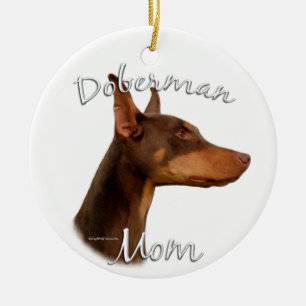 Décoration En Céramique Doberman Pinscher (rouge) Maman 2