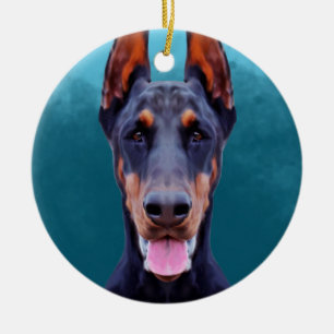 Décoration En Céramique Doberman Portrait de chien