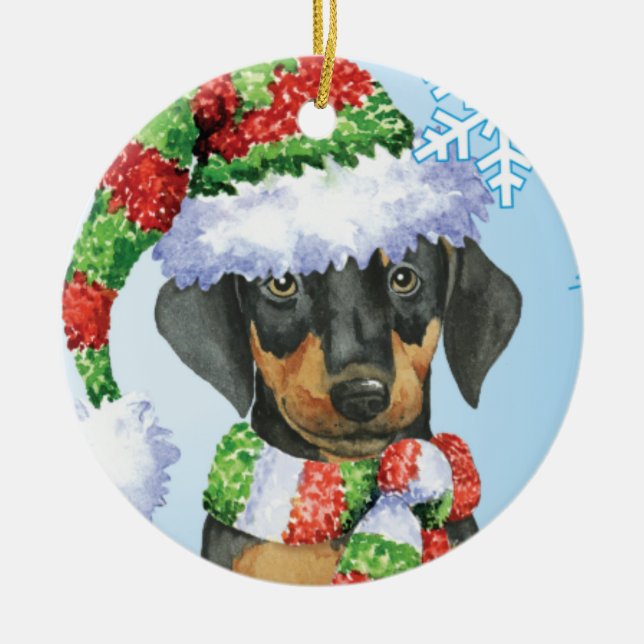 Décoration En Céramique Dobermann heureux de Howliday (Devant)