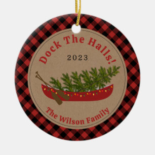 Décoration En Céramique Dock Les Halls Canoë Arbre de Noël Photo Plaid