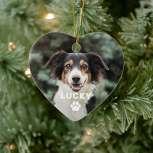 Décoration En Céramique Dog Pet Paw Print Personalized Photo