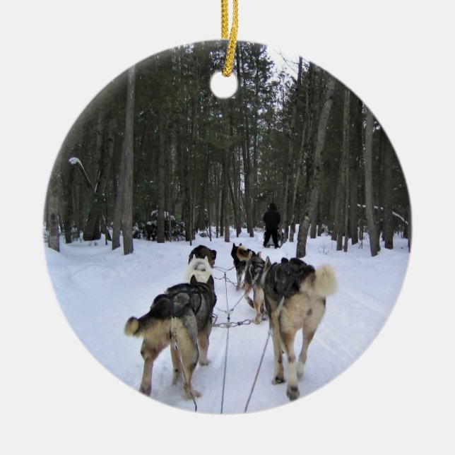 Décoration En Céramique Dog Sledding à Québec, Canada (Devant)