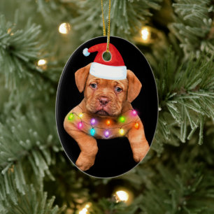 Décoration En Céramique dogue de bordeaux décor de noël pour amoureux de l