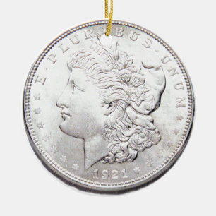 DÉCORATION EN CÉRAMIQUE DOLLAR MORGAN SILVER