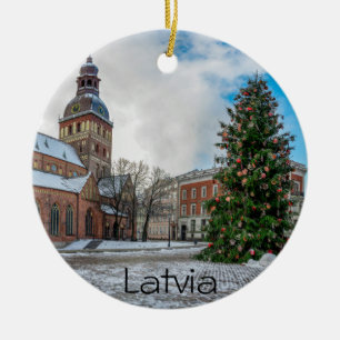 Décoration En Céramique Dôme carré avec sapin de Noël à Riga