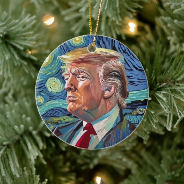 Décoration En Céramique Donald Trump Starry Night Van Gogh Art Style 2024 (Arbre)