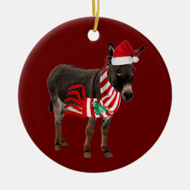 Décoration En Céramique Donkey Avec Casquette Scaft Noël (Devant)