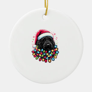 Décoration En Céramique Doodle noir Labradoodle Noël Arbre de Noël Lumière