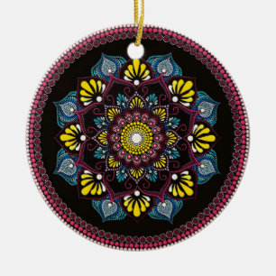 Décoration En Céramique Dot Art coloré Mandala   Boho de géométrie sacrée
