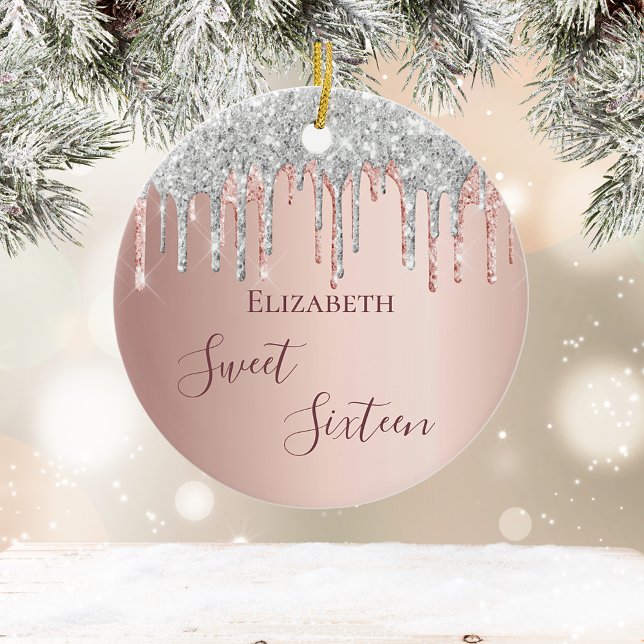 Décoration En Céramique Douce 16e anniversaire rose or parties scintillant (Créateur téléchargé)