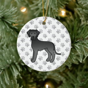 Décoration En Céramique Doux chien de dessin animé Grand Danois noir