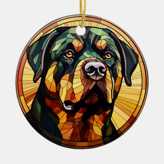 Décoration En Céramique Doux tournevis en verre chien Rottweiler (Devant)