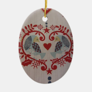 Décoration En Céramique Doves & Hearts — Pennsylvanie Dutch