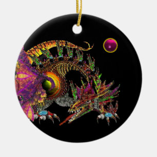 Décoration En Céramique DRAGO Imaginaire Dragon d'or, Monogramme d'améthys