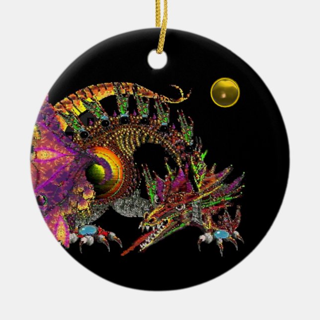 Décoration En Céramique DRAGO Yellow Topogramme (Devant)