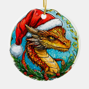 Décoration En Céramique Dragon de Noël