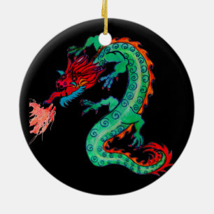 Décoration En Céramique Dragon de respiration du feu sur l'ornement de