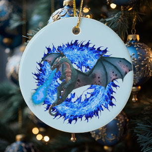 Décoration En Céramique Dragon Imaginaire flamand bleu