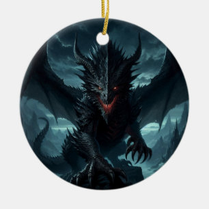 Décoration En Céramique Dragon sombre et médiéval