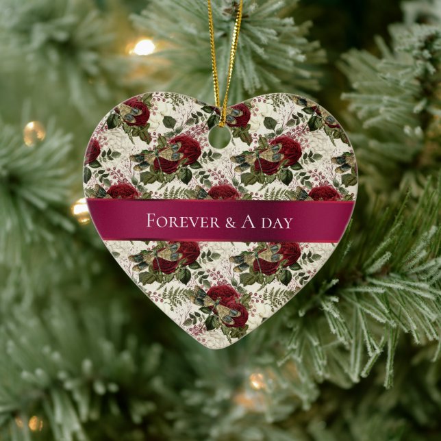 Décoration En Céramique Dragonflies de crème et Roses (Arbre)