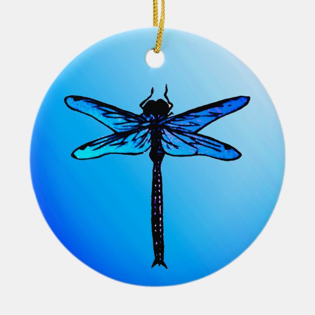 Décoration En Céramique Dragonfly japonaise vintage, Sapphire Blue Ceramic (Devant)
