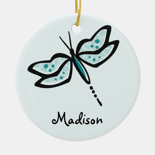 Décoration En Céramique Dragonfly vert turquoise (Devant)