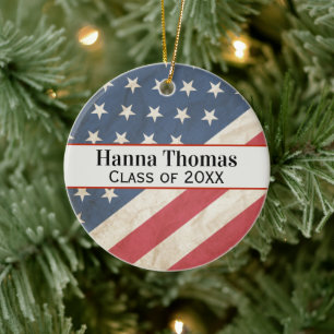 Décoration En Céramique Drapeau américain Cadeau militaire patriotique