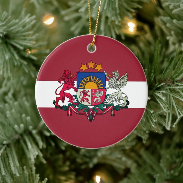 Décoration En Céramique Drapeau/armoiries de Lettonie (Arbre)